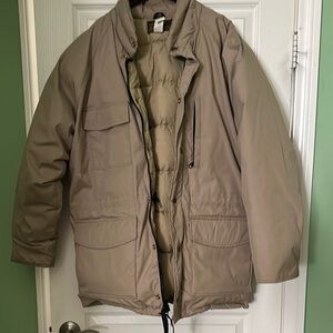 Tan Performance Jacket with Utility Design and Relaxed Fit